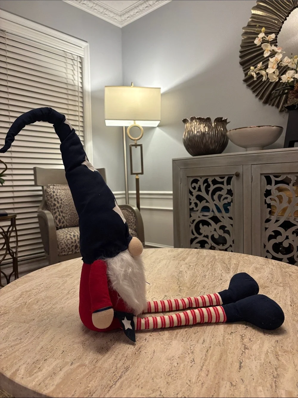 Patriotic Blue & Red Gnome Holiday Décor Plush